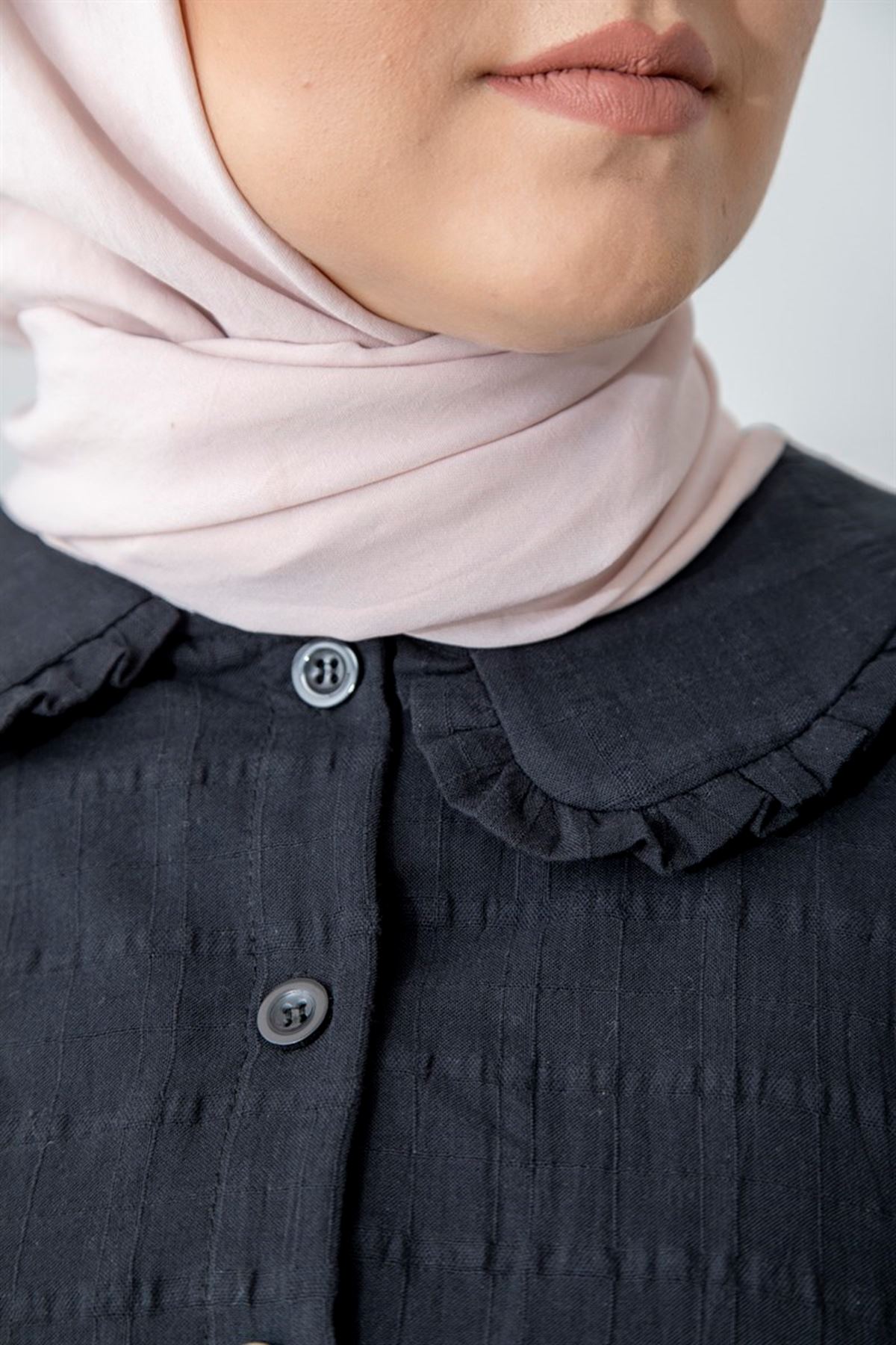 Kadın Boydan Düğmeli Elbise - Siyah