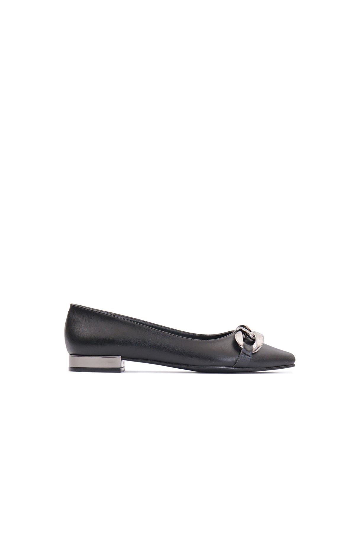 Kadın Zincir Detaylı Loafer Ayakkabı - Siyah