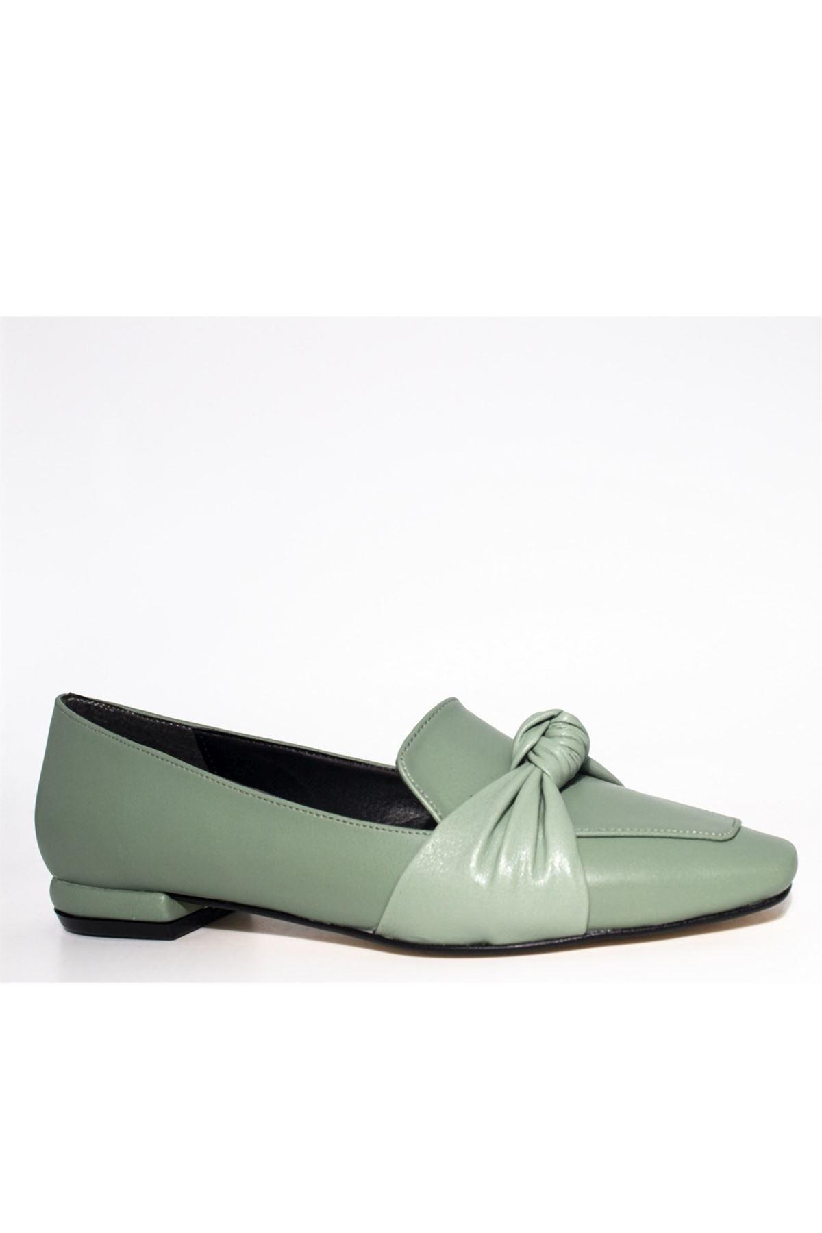 Kadın Önden Düğümlü Loafer Ayakkabı - Mint Yeşili