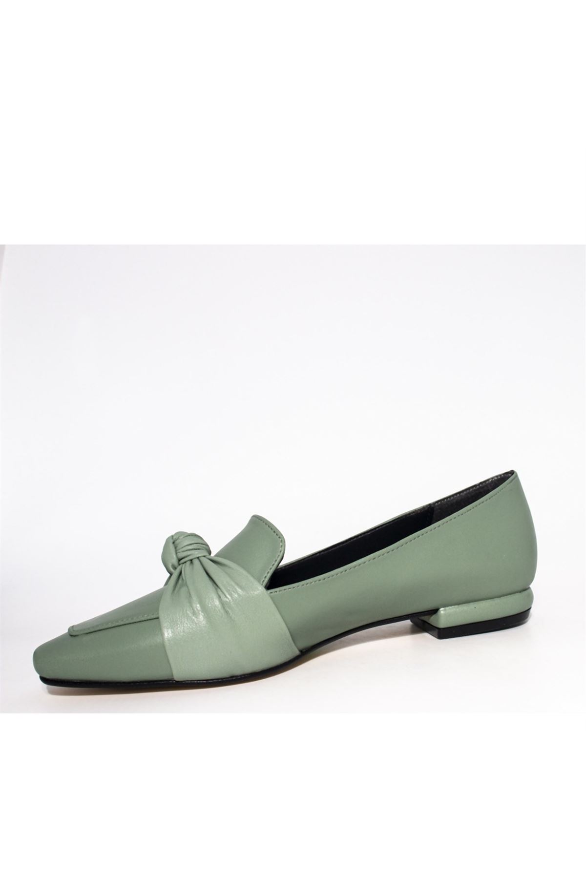 Kadın Önden Düğümlü Loafer Ayakkabı - Mint Yeşili