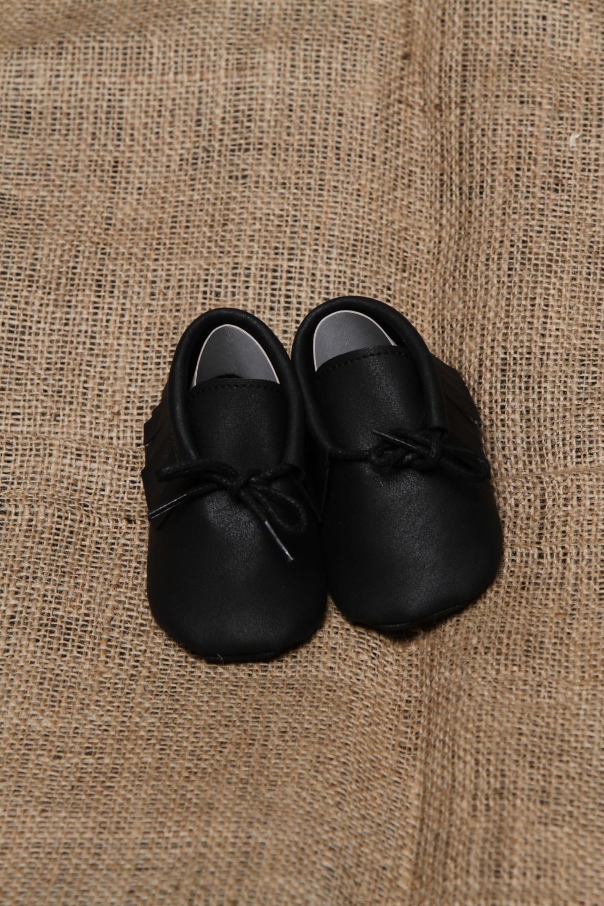 Baby Tuğra Bağcıklı Makosen Patik Bebek Ayakkabı - Siyah