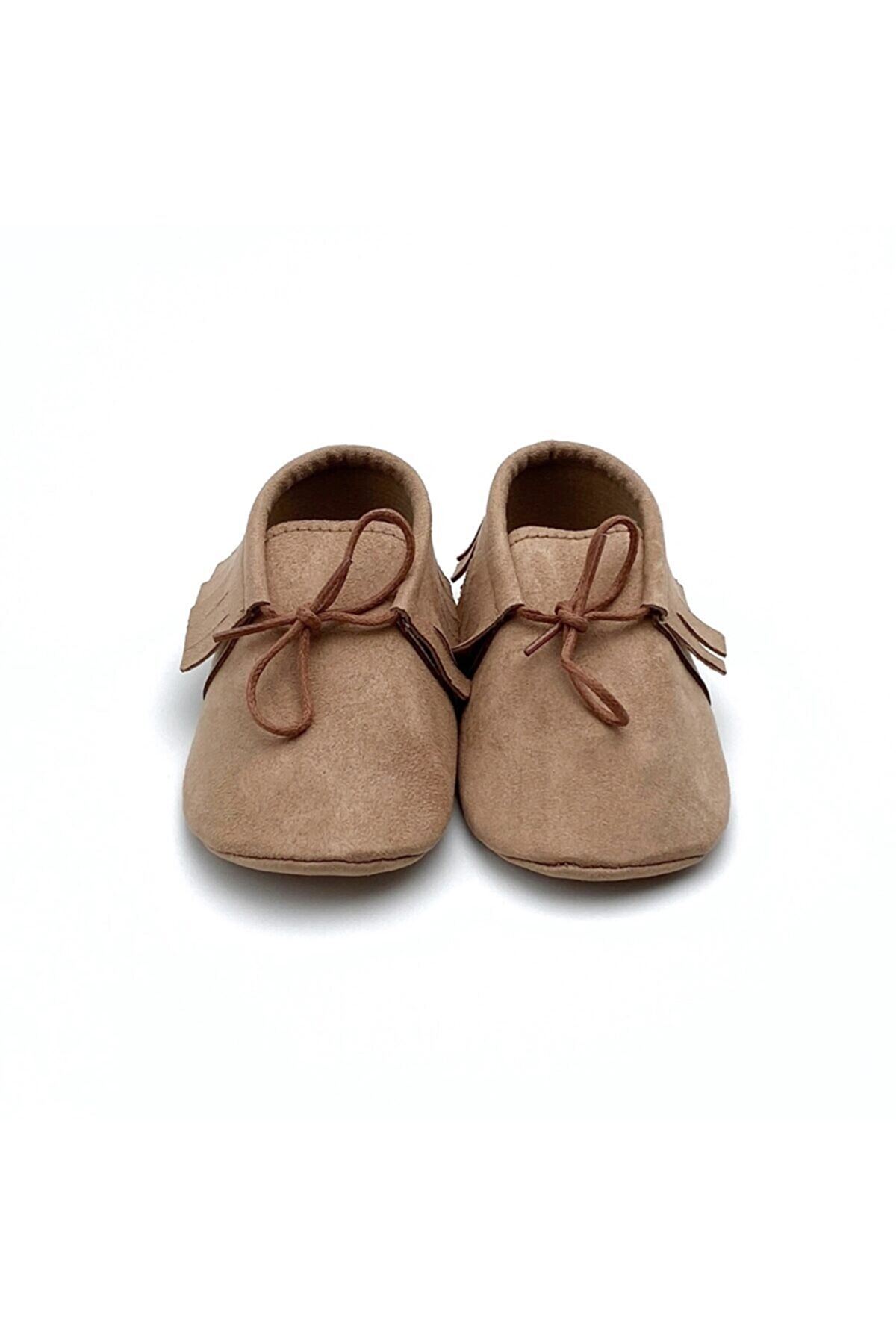 Baby Tuğra Elyapımı  Bağcıklı Makosen Süet Patik Bebek Ayakkabı-Devetüyü