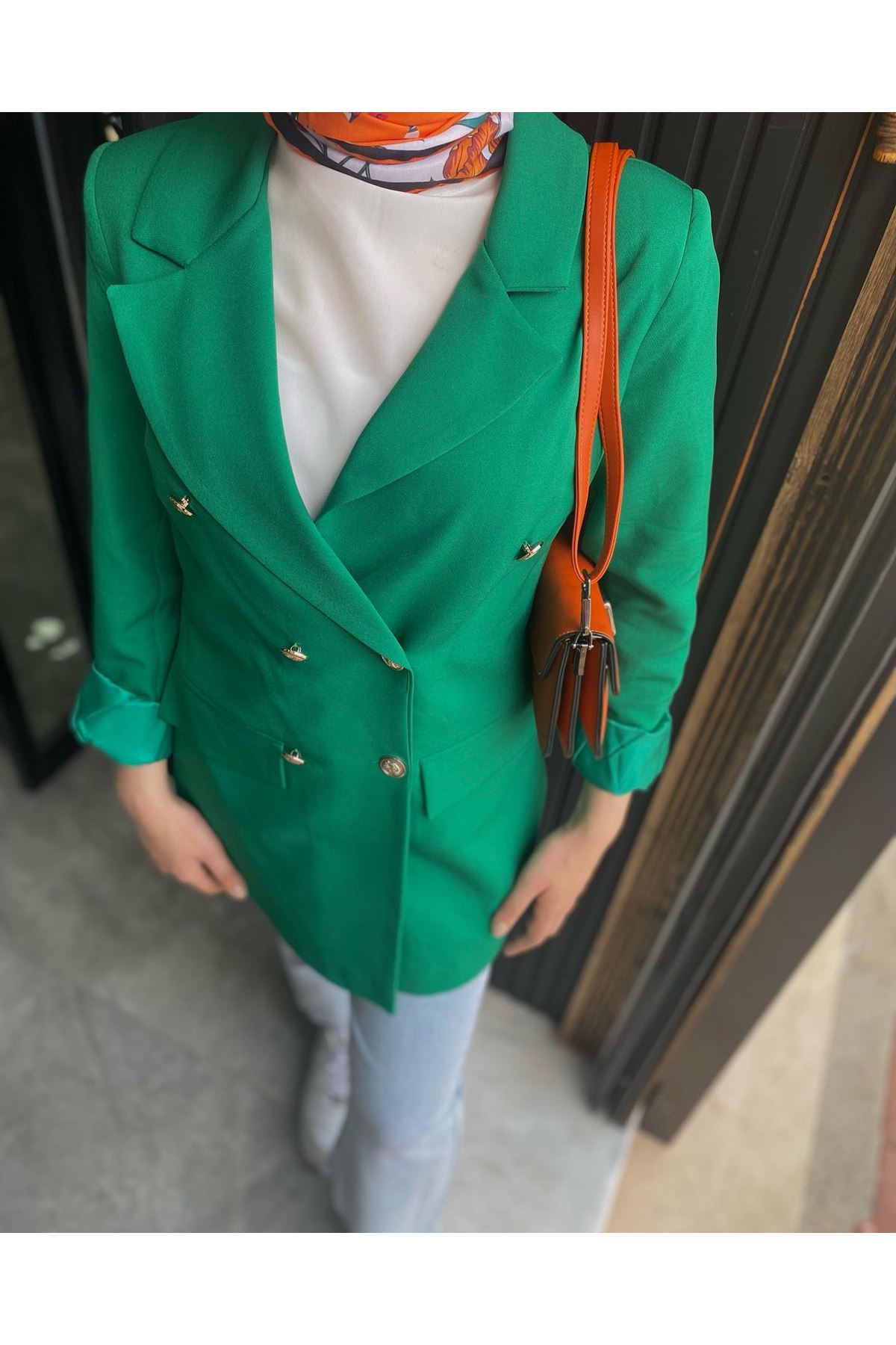  Kravuze Blazer Ceket-Yeşil