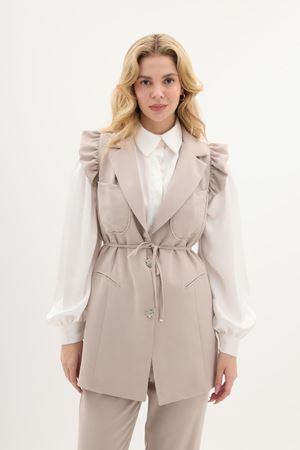 ROSALİE OMZU FIRFIRLI YELEK TAKIM -TAŞ 