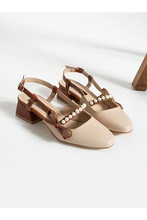 LEXA  İnci Detay Topuklu Kadın Ayakkabı-Krem