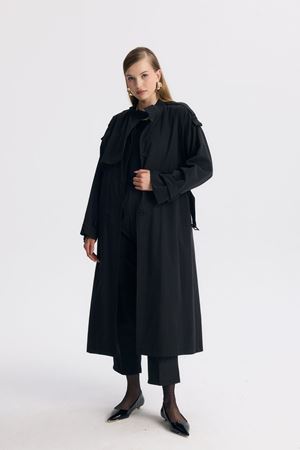 ARBY KEMERLİ TRENÇKOT - SİYAH