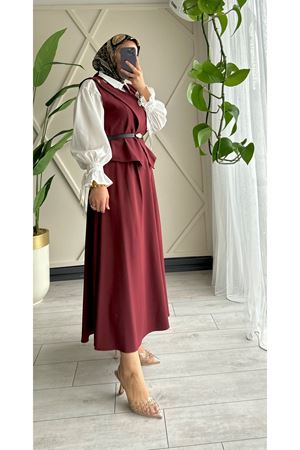 Hay Yelekli Etek Takım-Bordo