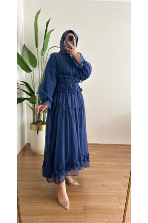 Tuğra Abiyemsi Elbise-Lacivert