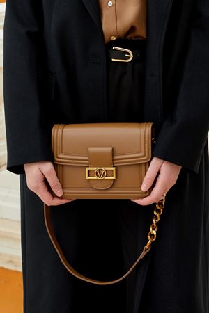 Tuğra  Lüks Deri Çanta-Camel