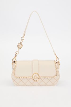 Yuvarlak Toka Detay Omuz Çantası-Krem