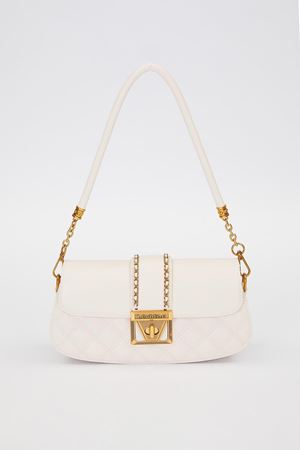  Oval Kapitone Desen Omuz Çantası-Krem