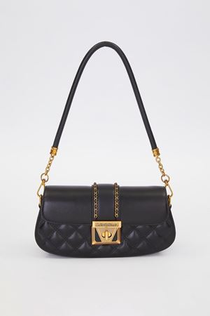  Oval Kapitone Desen Omuz Çantası-Siyah