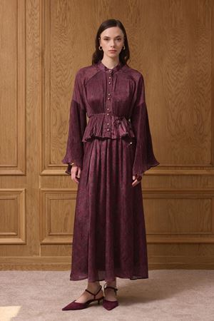 Freddy Desenli Piliseli Etek Takım - Bordo