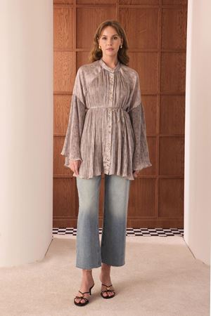 Margela Desenli Dik Piliseli Gömlek - Gri