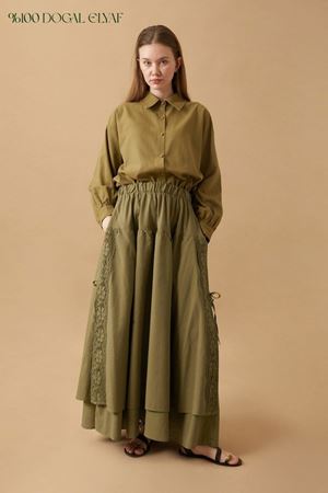 DANTEL DETAYLI KETEN ETEK HAKİ