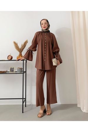 Kol Bağcıklı Takım-Kahve