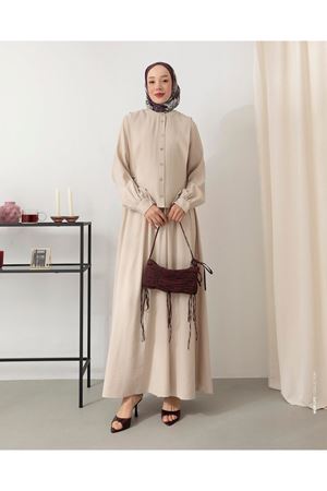 Yelek Detaylı Elbise-Taş