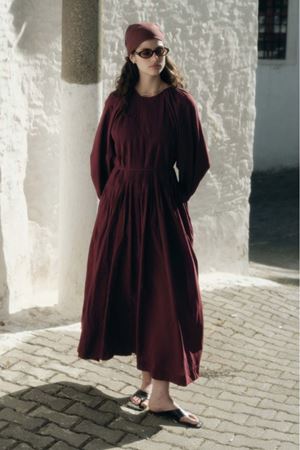 Nervürlü Pamuk Vual Butter-Bordo