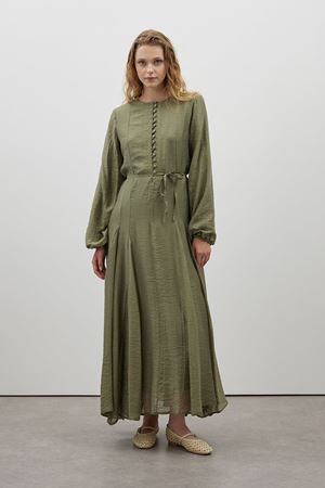 Amine Kübra  Lavina Soft Elbise-Haki