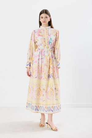 Odella Pat Fırfırlı Desenli Elbise - Sarı