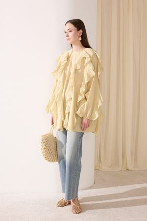 Gabriel Volanlı Vual Gömlek - Hardal