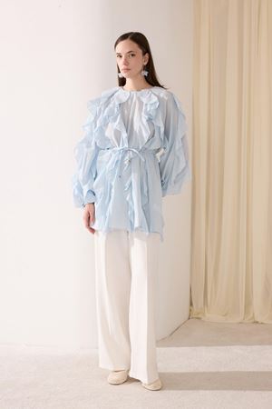 Gabriel Volanlı Vual Gömlek - Bebe Mavi