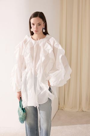 Gabriel Volanlı Vual Gömlek -Ekru