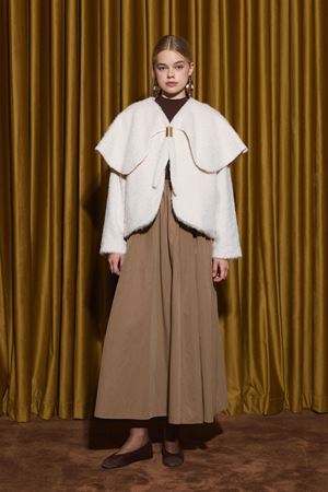 Seraphine Geniş Yaka Kısa Kürk - Ekru