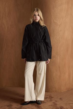 Ahel 6966 Taş İşlemeli Kısa Trençkot