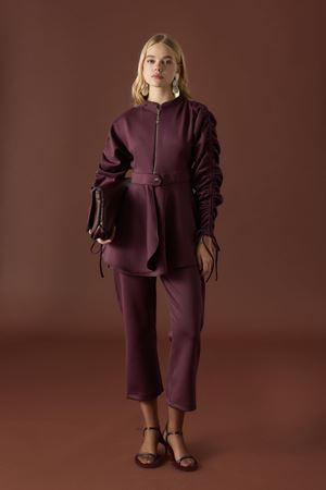 Sali Kol Tünelli Beli Kemerli Takım - Bordo