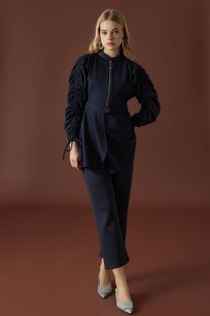 Salii Kol Tünelli Beli Kemerli Takım-Lacivert