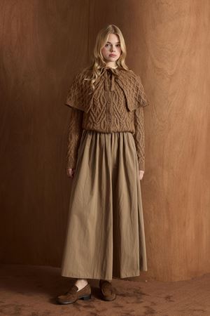 Örgü Desenli Düğmeli Triko Hırka-Kahve