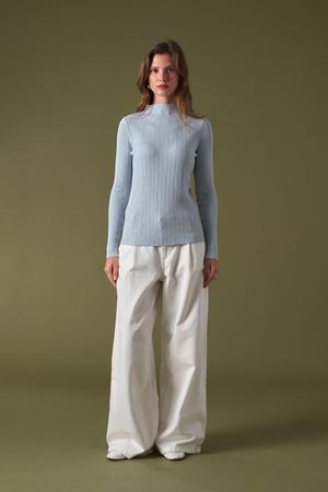 Dik Yaka Triko Body - bebe mavisi