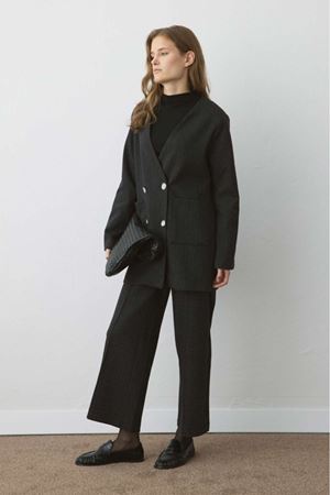 Panama Örgü Pantolonlu  Takım-Siyah