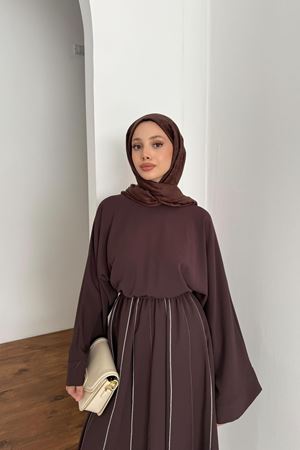 Aller Beli Lastikli Elbise - Kahve