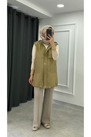 Kapitone Yelek-Olive