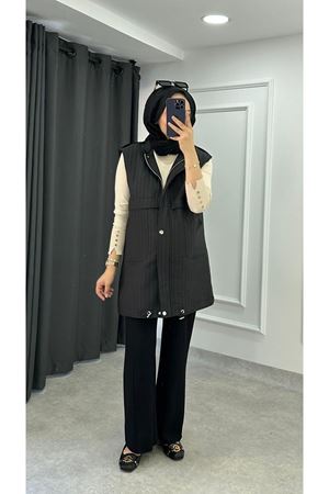  Kapitone Yelek-Siyah