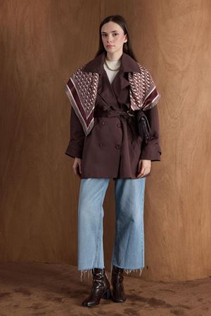  Apoletli Kısa Trençkot-Kahve