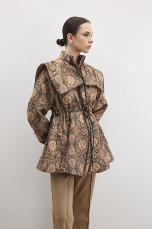 Velina Desenli Biyeli Mont-Yeşil