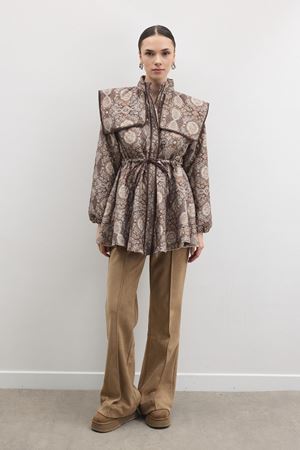 Velina Desenli Biyeli Mont-Bej