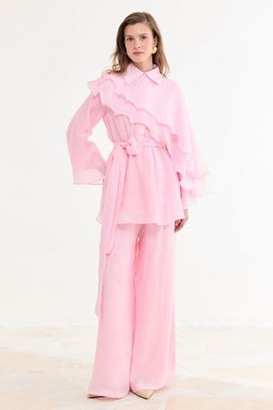 Volanlı İbiza Pantolon Takım - Pembe