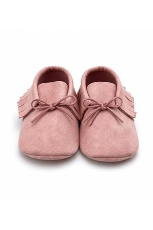Baby Tuğra Elyapımı Bağcıklı Nubuk Makosen Patik Bebek Ayakkabı-Gülkurusu