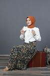 TUĞRA  4309 DESENLİ PİLİSE TESETTÜR KADIN UZUN ŞİFON ETEK