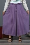 ŞİFON PİLİSELİ BELİ LASTİKLİ TESETTÜR KADIN PANTOLON