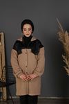 Kadın Çelik Örgü Düğmeli Kap - Vizon