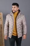 Erkek Kapişonlu Şişme Mont - Gri