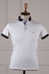Erkek Desenli Polo Yaka T-Shirt - Beyaz