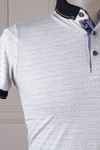 Erkek Desenli Polo Yaka T-Shirt - Beyaz