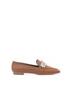 Kadın Çiçek Taşlı Loafer Ayakkabı - Taba