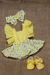 Baby Tuğra Bebek Salopet Elbise - Limon Sarısı